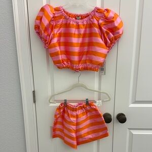 Pink and Orange Striped Kids Matching Set